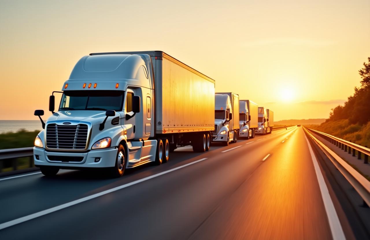 Modern logistics fleet in motion